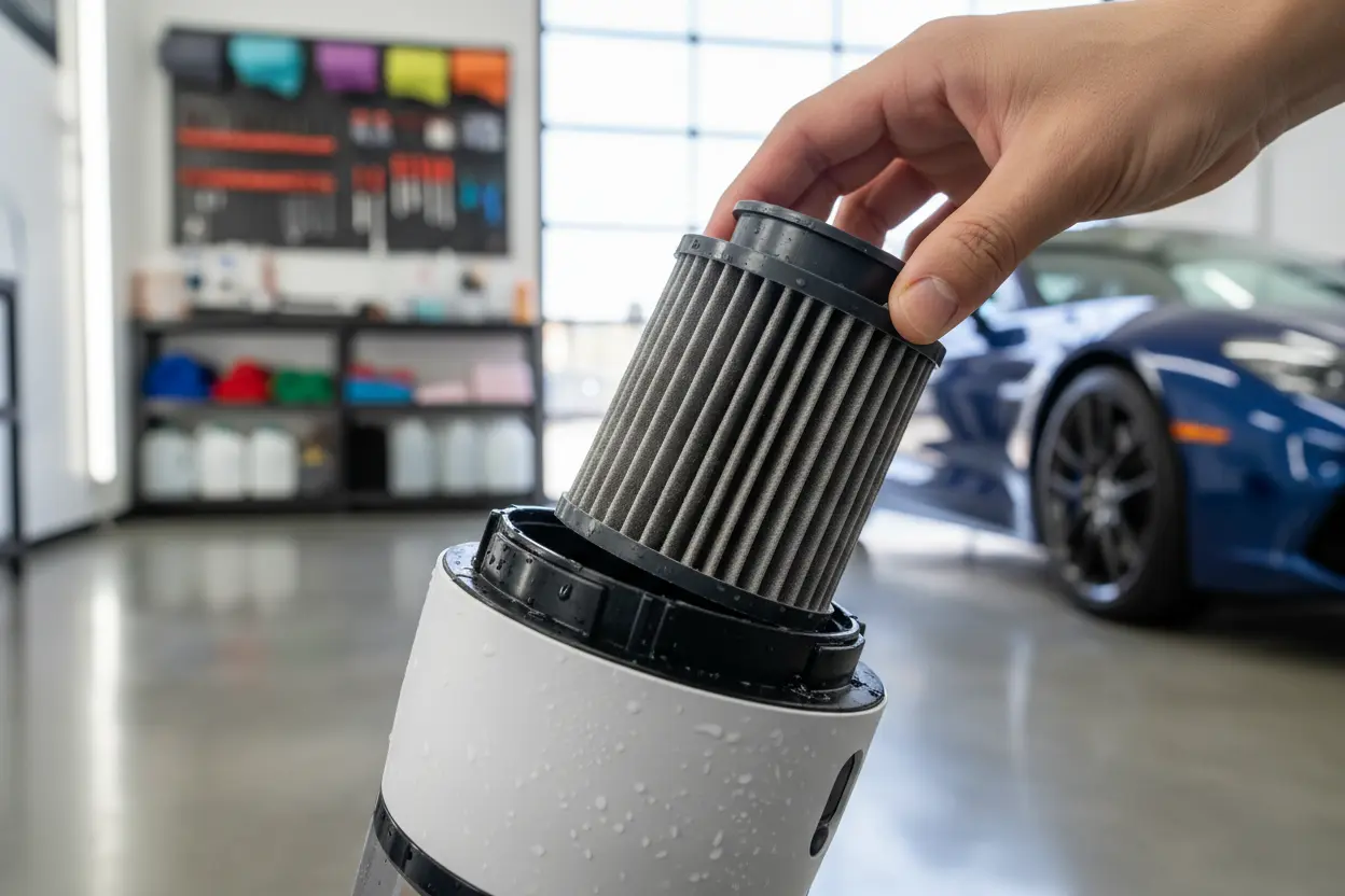 Cleaning the filter of a car vacuum