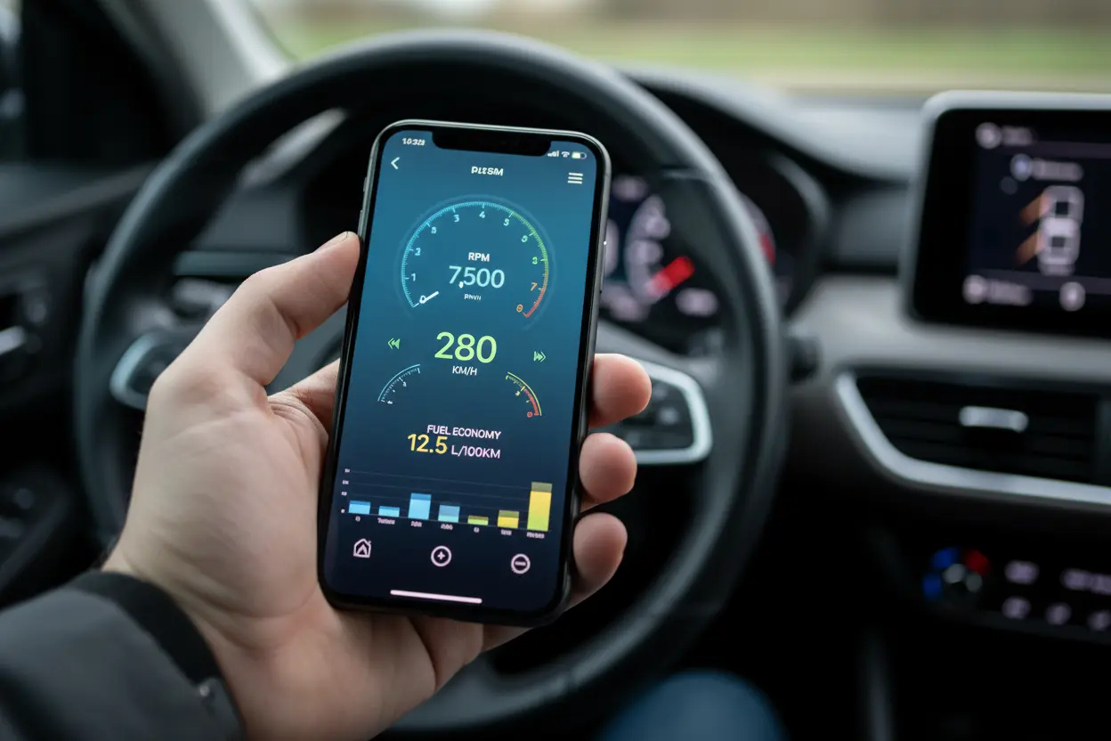 iPhone displaying live car data