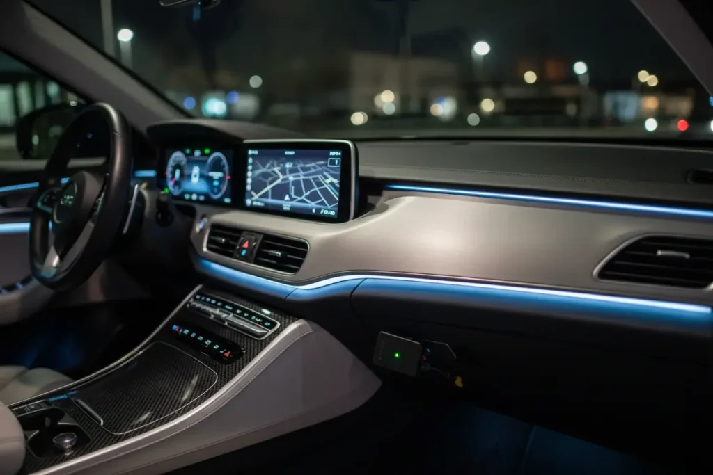 Hidden GPS tracker device in a car dashboard