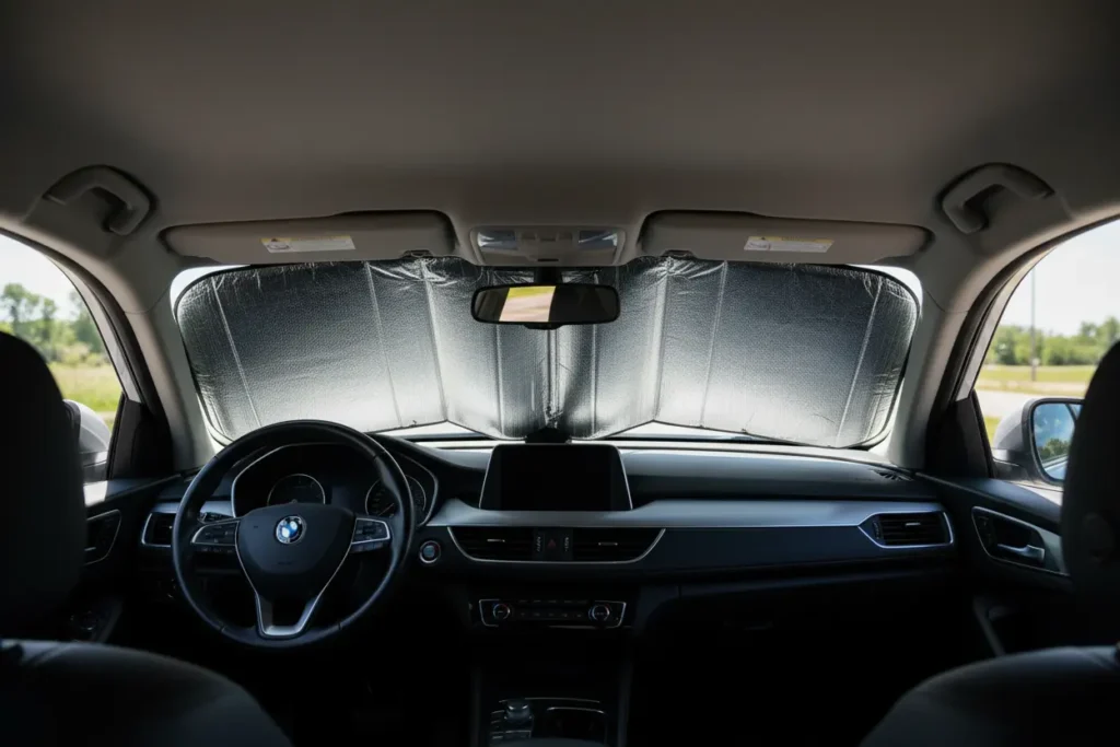 Windshield sun shade for hot summer