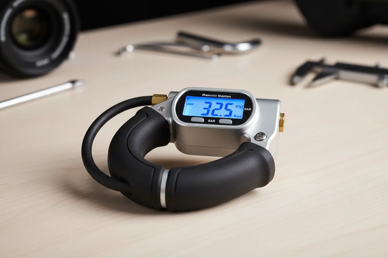 Essential Features of a Digital Gauge Digital tire pressure gauge with backlit display and ergonomic features.