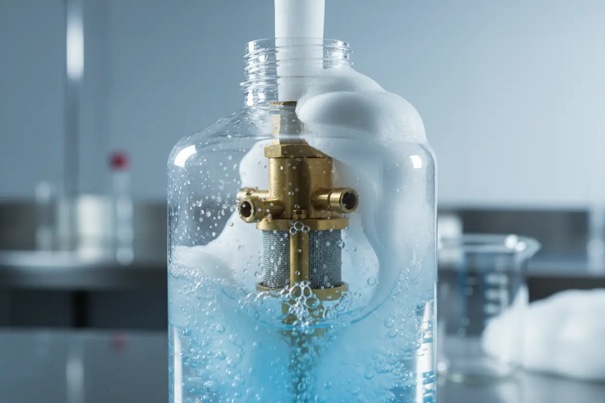 Internal view of foam cannon mechanism