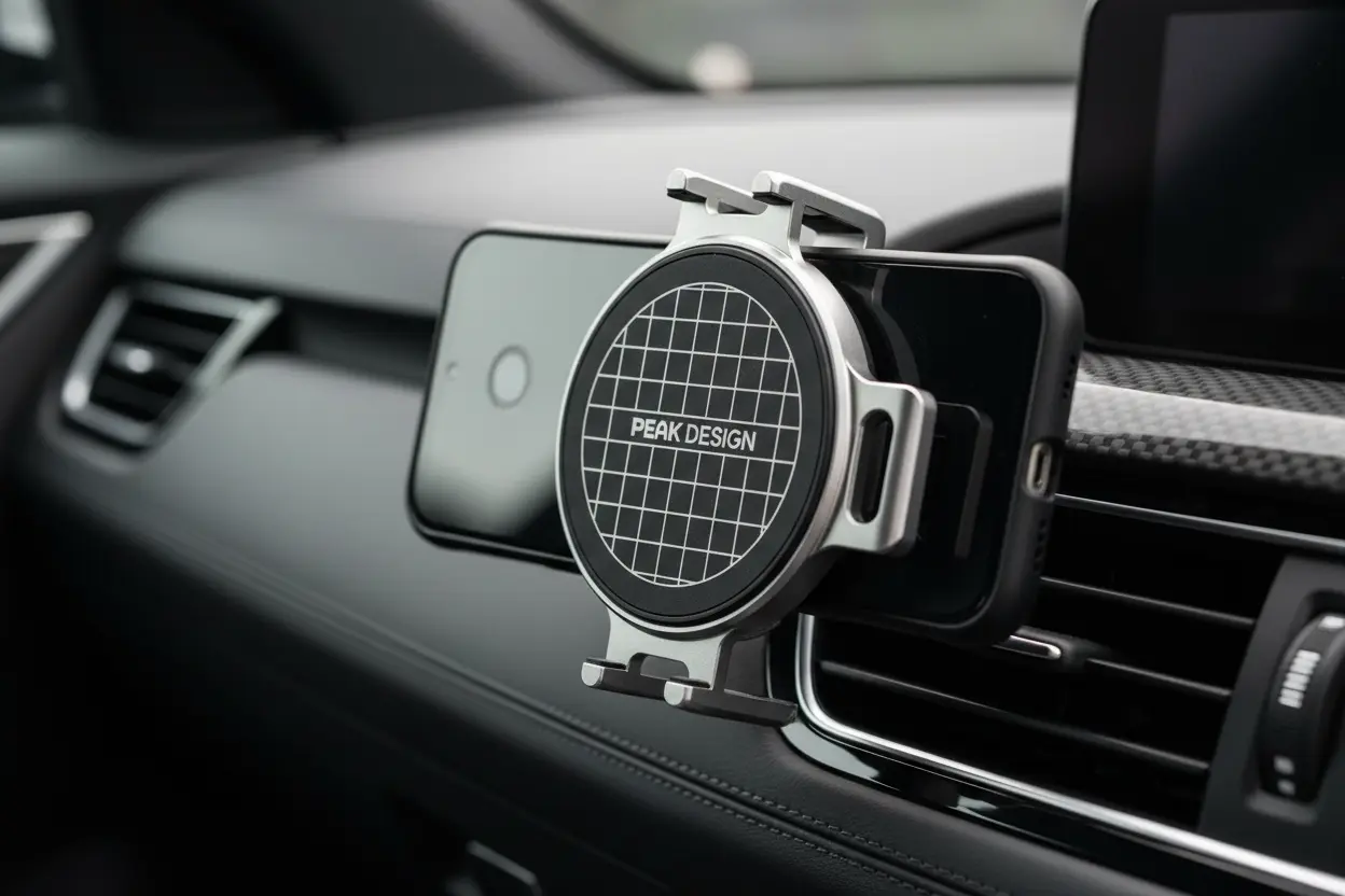 Top magnetic phone holder for car in use