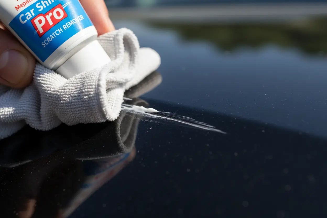Applying Scratch Remover Close-Up best scratch remover for cars