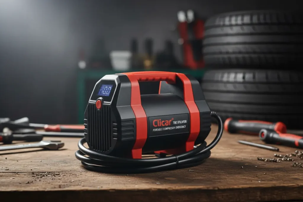Clicar Tire Inflator on garage workbench