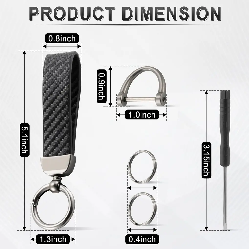 Close-up of JUSTTOP Leather Keychain's D-ring with screw cap for anti-lost security