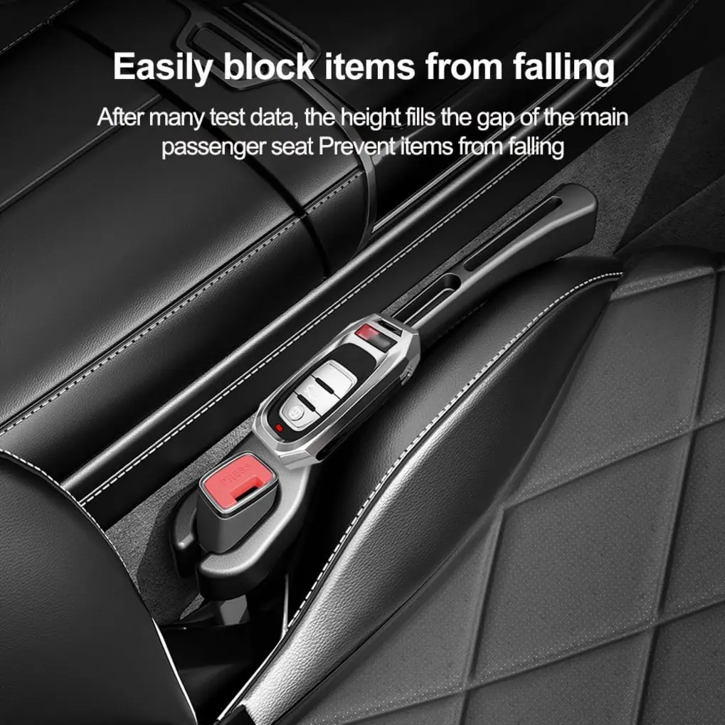Close-up of SSNNUU gap filler buckle attached to a seatbelt anchor
