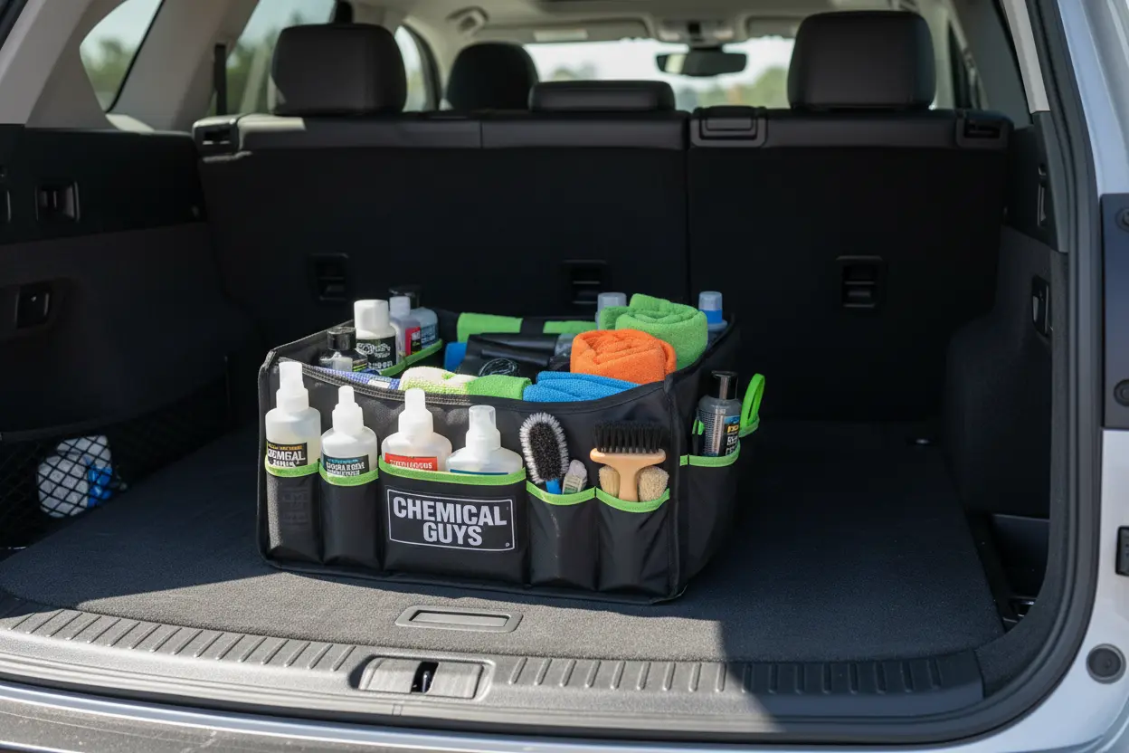 Chemical Guys Car Detailing Organizer Compartment in trunk