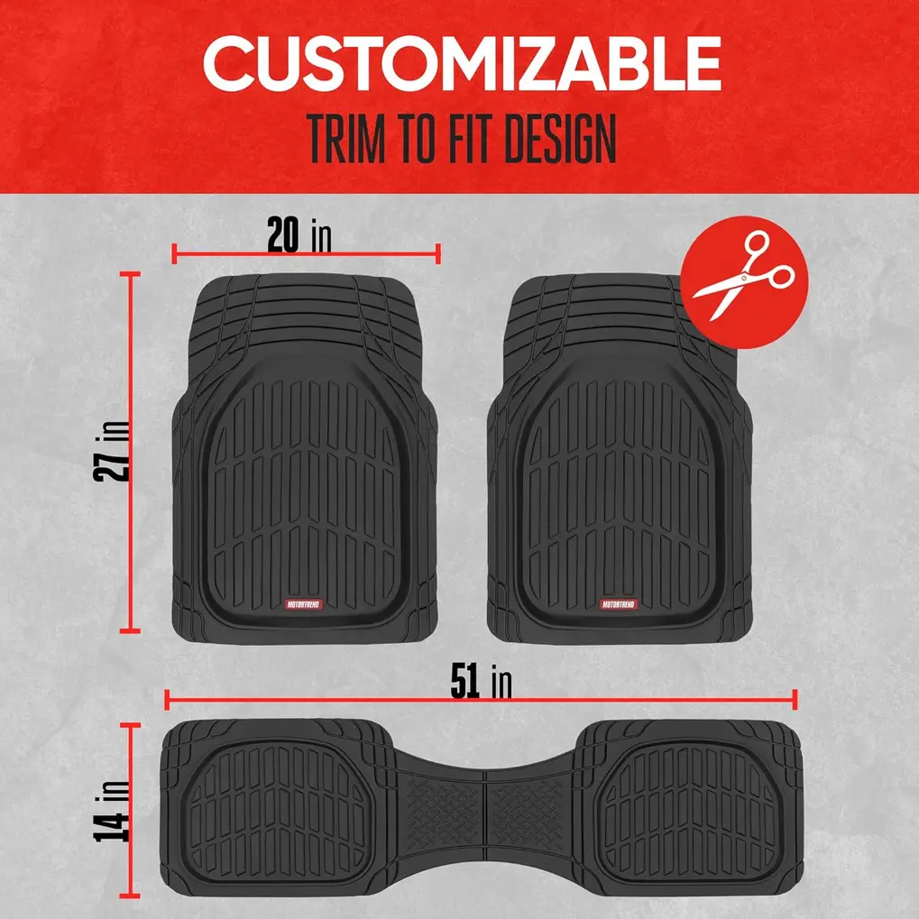 Close-up of the heavy-duty rubber blend material of Motor Trend FlexTough Floor Mats