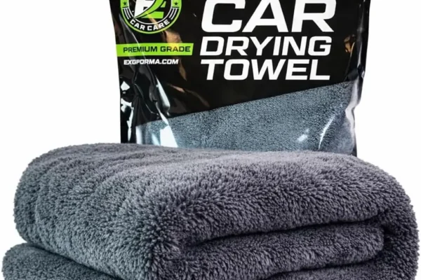 ExoForma Mega Car Drying Towel laid flat on a car hood