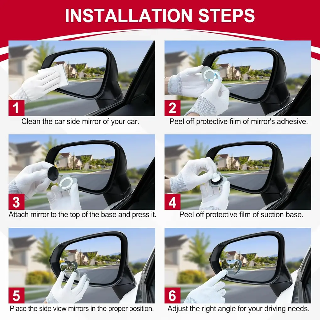 Hand adjusting LivTee Blind Spot Mirror on a car