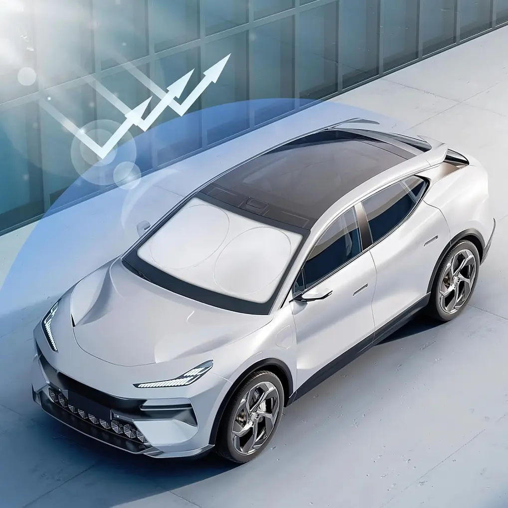 Close-up of the double-layer material of Magnelex Car Windshield Sunshade