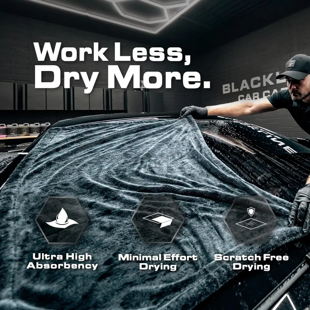 Close-up of Blackline Drying Towel's twisted loop microfiber texture