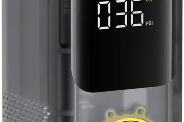 Fanttik X8 APEX Tire Inflator in Mechanical Gray, handheld, with air tube attached