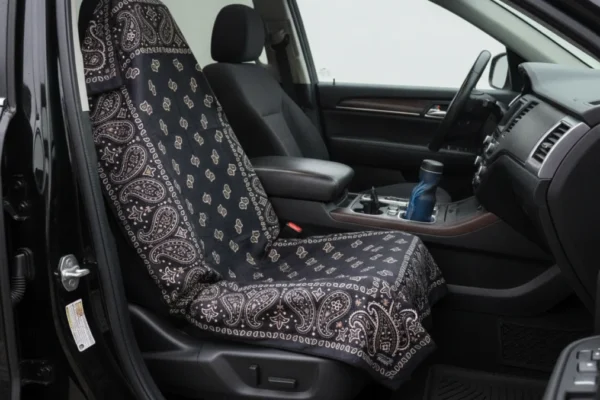 Sprints Athletic Running Towel covering a car seat in a detailed, realistic interior shot.