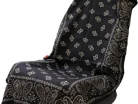 Sprints Athletic Running Towel in Paisley Probs color covering a car seat headrest