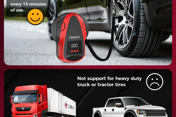 TEROMAS Tire Inflator Portable Air Compressor with digital display and hose