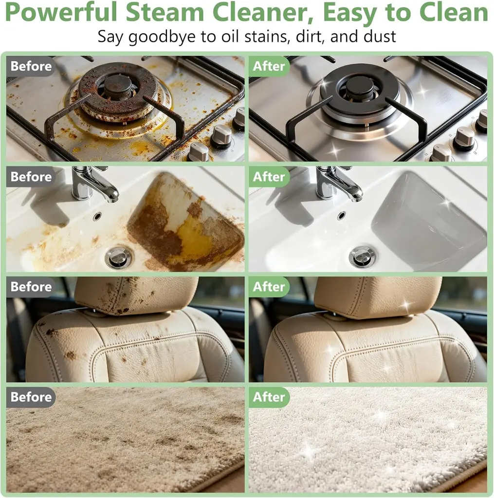 WSRYYCC Steam Cleaner positioned for car detailing near a car tire