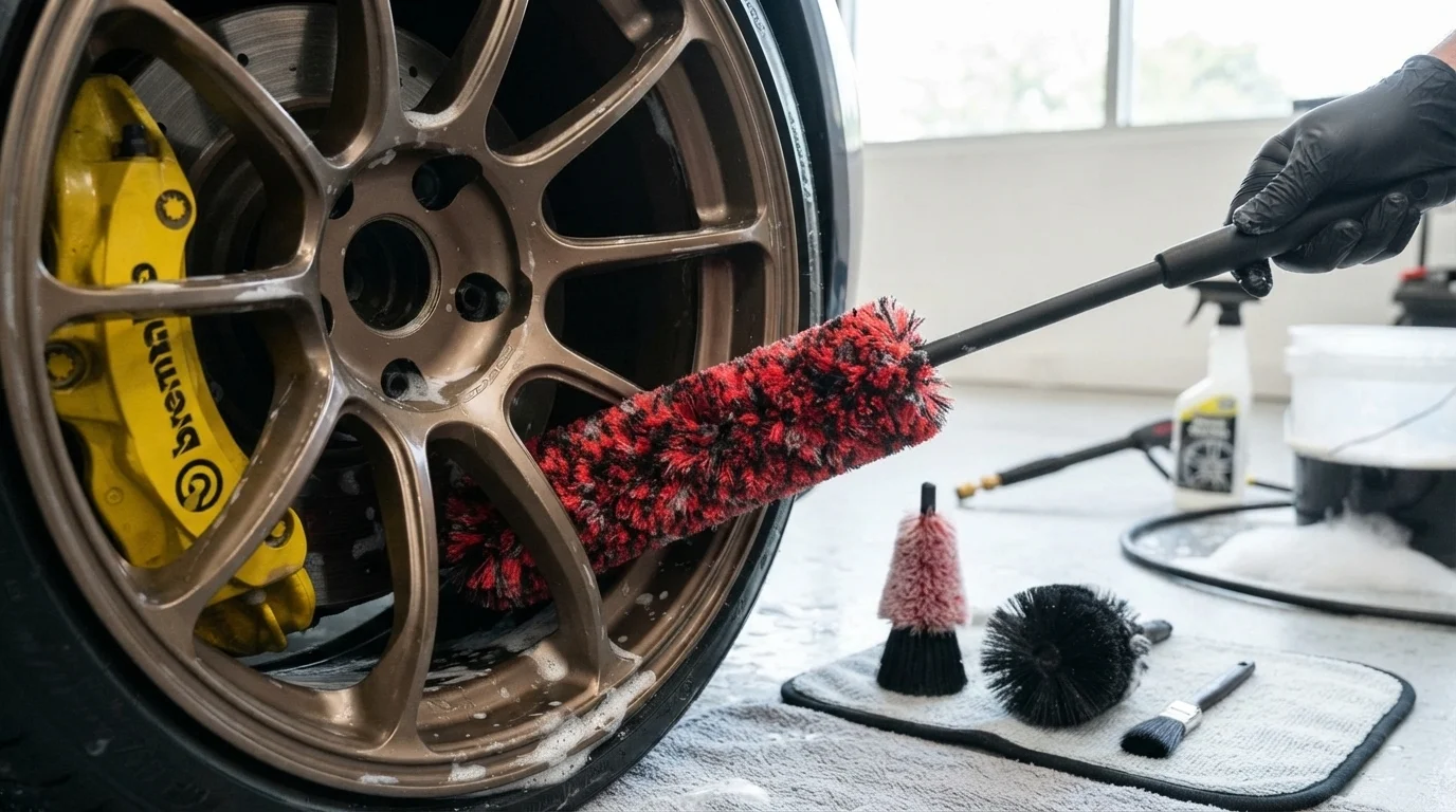 Professional 4 Pack Long Handle Wheel Brush Kit — imagem 2