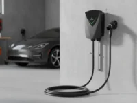 A Lectron Nexus EV Charging Station installed in a home garage.